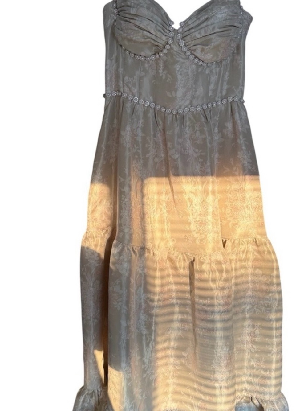 V. Chapman “The Lucetta Dress in Taupe Windsor Brocade” - Size 14